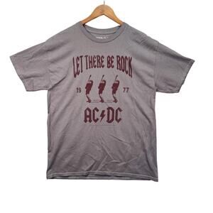 ACDC Let There Be Rock T Shirt Britain 1977 Rare Classic Gray Tee Men’s sz M